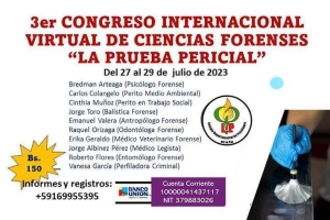 3er CONGRESO INTERNACIONAL VIRTUAL DE CIENCIAS FORENSES “LA PRUEBA PERICIAL”